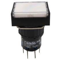 Botão Iluminado Retenção Branco 16mm 24V Impulso 2 Rev P16BL7W2 Metaltex