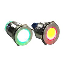 Botão Iluminado Redondo Faceado Vermelho 19mm 24Vca/Cc Impulso AV19P7R Metaltex