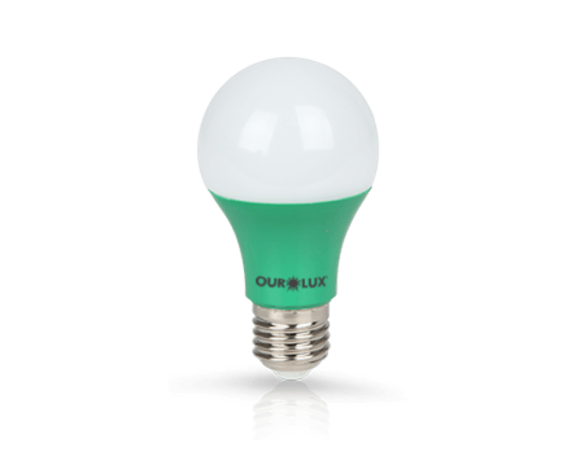 Lâmpada LED A60 E27 Rosa Bivolt 7W OURO60COLORS Ourolux a imagem apresenta o produto inteiro