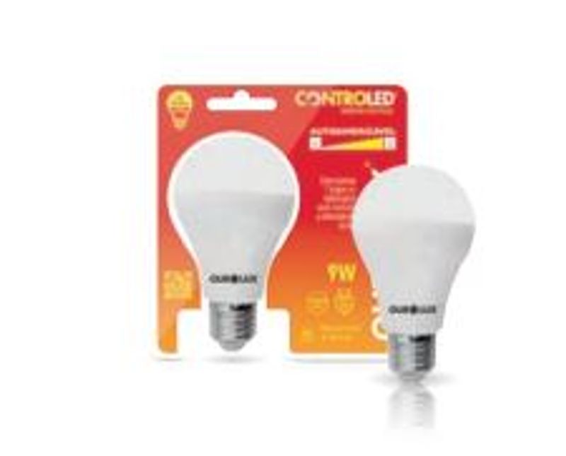 LAMPADA LED A60 E27 2700K BIV 9W 810LM 20505 - OUROLUX | Dimensional - Embalagem do produto