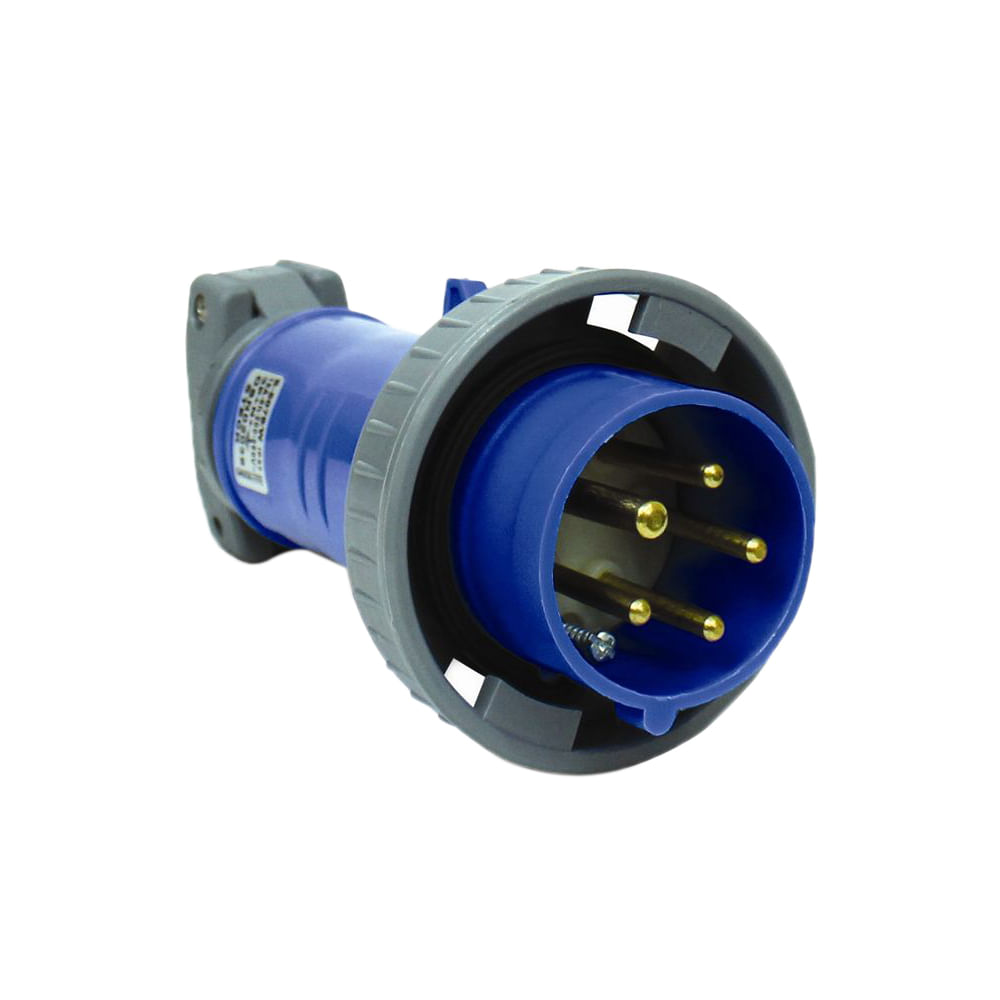 Plugue Industrial Sobrepor Macho 3 Polos + Neutro + Terra 32A 250V Azul ...