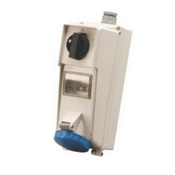 Tomada Sobrepor 3 Polos + Terra 16A 250V Azul 9H Com Bloqueio Mecânico Com Tampa SS4009D Steck