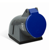 Tomada Sobrepor 2 Polos + Terra 16A 690V Azul 6H Com Tampa SN3006 Steck