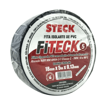 Fita Isolante Preto 18mm 5M Pvc 0,13mm 0-90Grc 700V SFT1305 Steck
