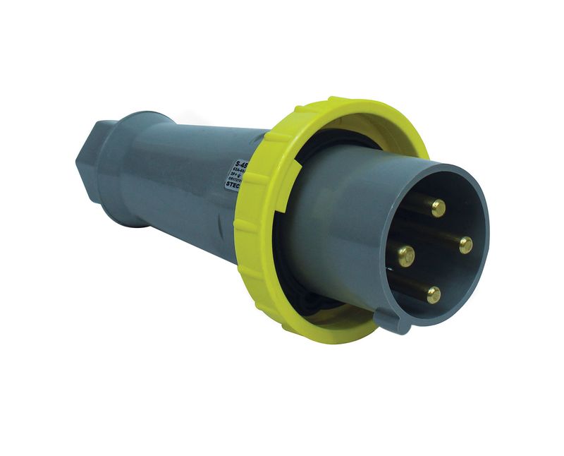 Plugue Industrial Sobrepor Macho 3 Polos + Terra 63A 130V Amarelo