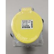 Tomada Sobrepor Fêmea 2 Polos + Terra 32A 130V Amarelo 4H Com Tampa N3244 Steck