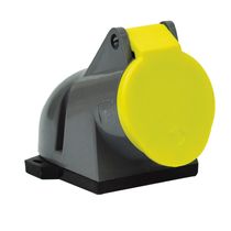 Tomada Sobrepor Fêmea 3 Polos + Terra 16A 130V Amarelo 4H Com Tampa S4004 Steck