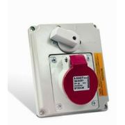 Tomada Embutir Fêmea 2 Polos + Terra 16A 440V Vermelho 9H Com Bloqueio Mecânico Com Tampa S3049T Steck