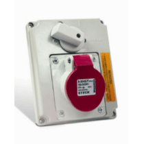 Tomada Embutir 3 Polos + Terra 16A 240V Vermelho 9H Com Tampa S4049T Steck