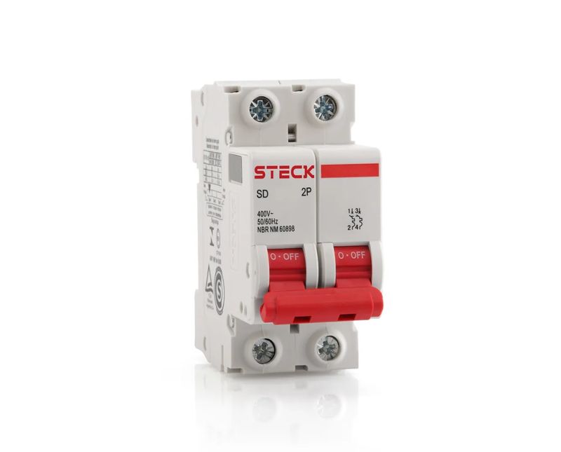 Disjuntor Mini Bipolar 10A 230/400VCA Curva C 6KA SDZD62C10 Steck