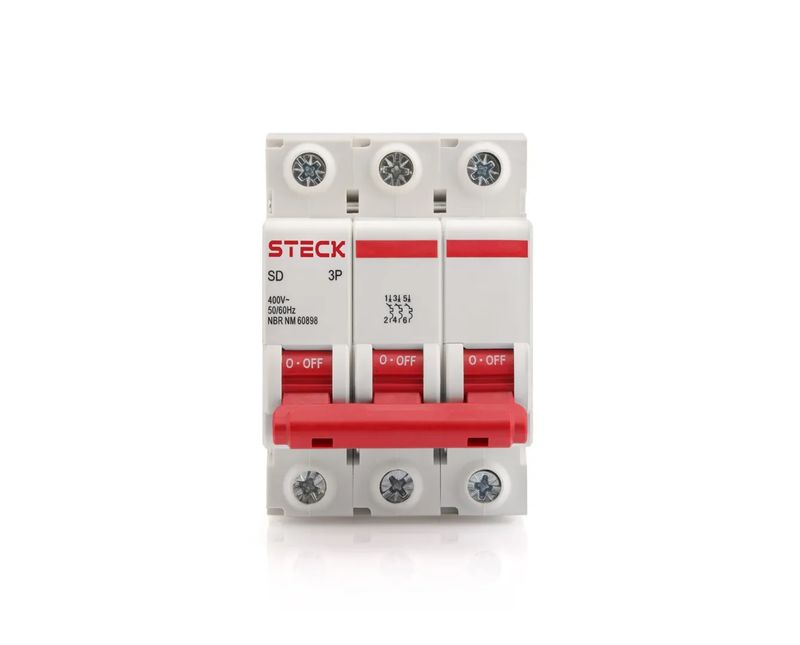 Disjuntor Mini Tripolar 25A 230/400V Curva C 6KA SDZD63C25 Steck