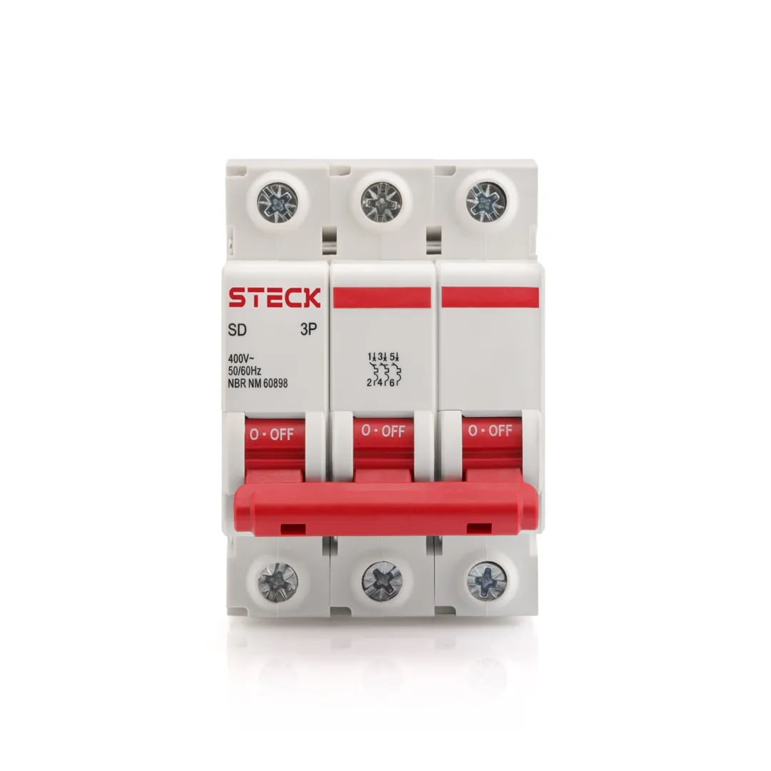 Disjuntor Mini Tripolar 125A 400VCA C 10KA Sdd Sdd3C125 Steck