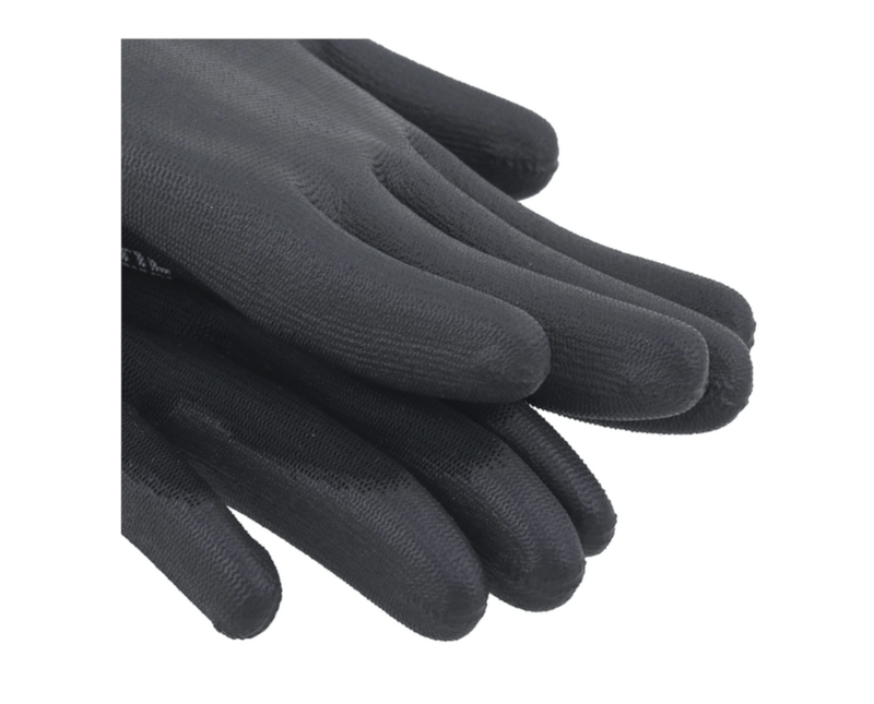 Luva De Segurança Tricotada Nylon Preta Tam 9 | Dimensional | mãos sobrepostas