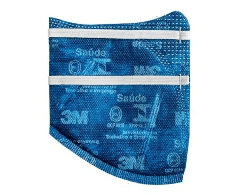 Máscara de Proteção Respiratória Azul Dobrável PFF2 9820 Detalhe Elástico Interno