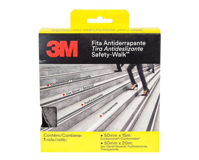 Fita Antiderrapante Safety Walk Preta 50mmx20M | Rolo de fita e sua embalagem