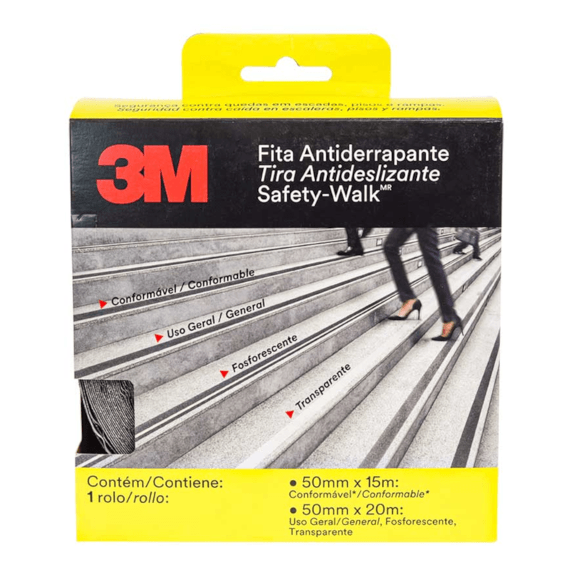 Fita Antiderrapante Safety Walk Preta 50mmx20M | Rolo de fita e sua embalagem