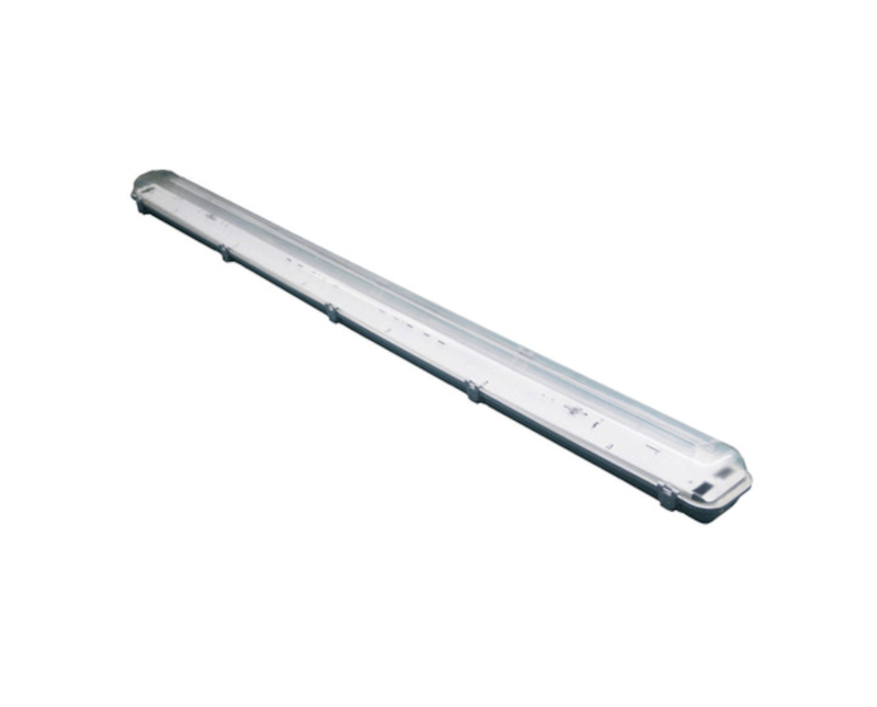 Luminária Hermética Fluorescente Cinza 54W LED | Diagonal esquerda do produto em posição horizontal