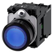 Frontal Botão Comando Iluminado Redondo Azul 22 mm 3SU11020AB501BA0 Siemens