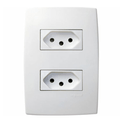 Tomada Predial 2 Módulos Branca 2 Polos + Terra 10 A 250 V Com Placa - Diagonal Direita