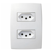 Tomada Predial 2 Módulos Branca Bipolar + Terra 10A 250V Com Placa 4x2" Branca Zeffia 680111 Pial Legrand