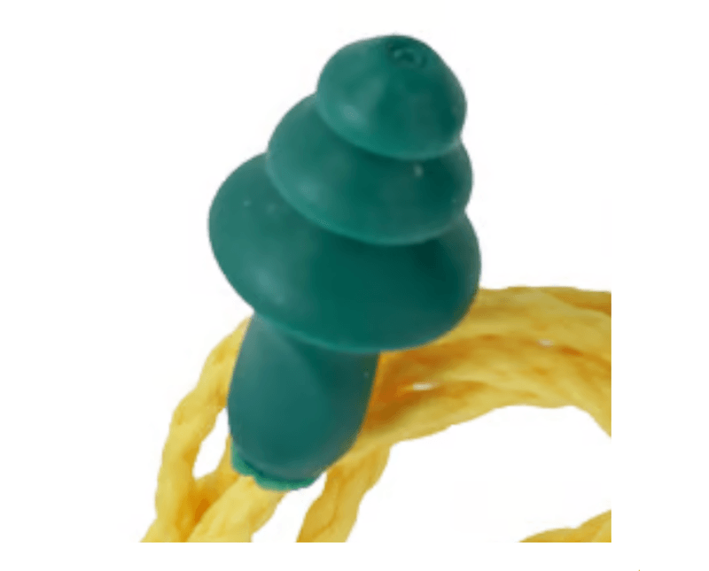 Protetor Auditivo Verde com Cordão em Poliester Amarelo 1291 - Detralhe Plug