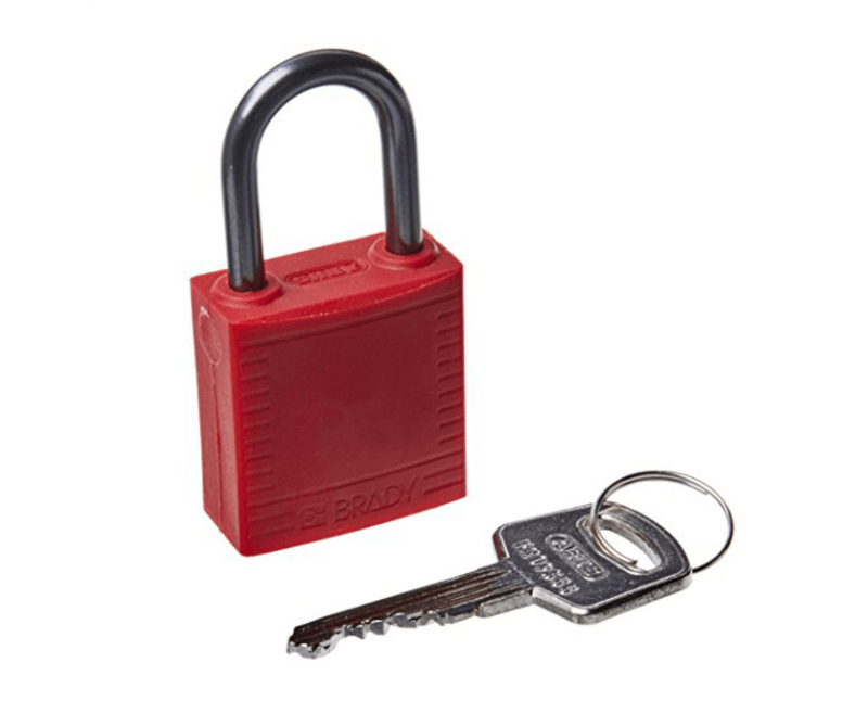 Cadeado Plástico 41mm Haste 47mm Vermelho Retencao De Chave