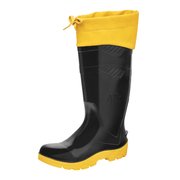 Bota Profissional PVC Preta Cano Longo Com Forro Sem Bico Sol Amarelo C/Polain Tamanho 35/36 100Awor CA 42673 Marluvas