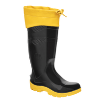 Bota Profissional PVC Preta Cano Longo Com Forro Sem Bico Sol Amarelo C/Polain Tamanho 35/36 100Awor CA 42673 Marluvas