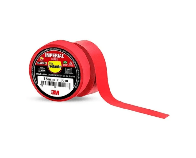 Fita Isolante Imperial Vermelha 18mm x 10M  - Frente