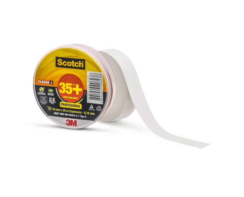Fita Isolante Scotch 35+ Branca 19mm x 20M | Rolo da Fita