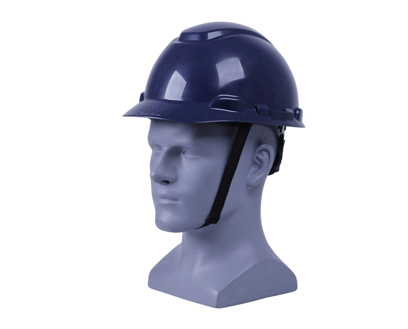 Capacete Aba Frontal em Cor Azul Escura com Suspensão e Jugular H 700 HB004570915 3M | Imagem ilustrativa do capacete em manequim