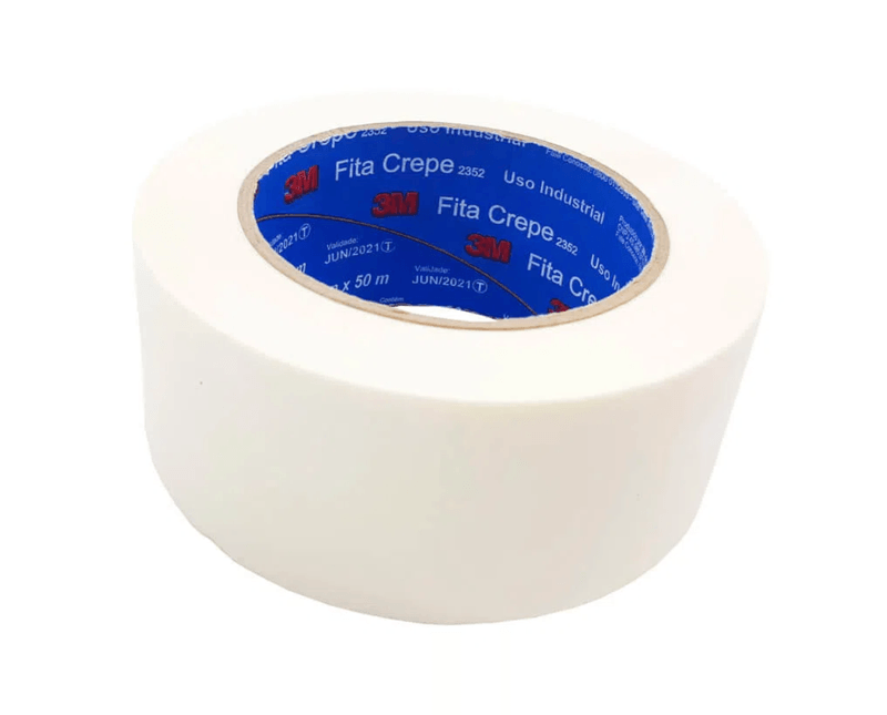 Fita Crepe Branca 48mm x 50M 3M | Dimensional  imagem na horizontal inclinada