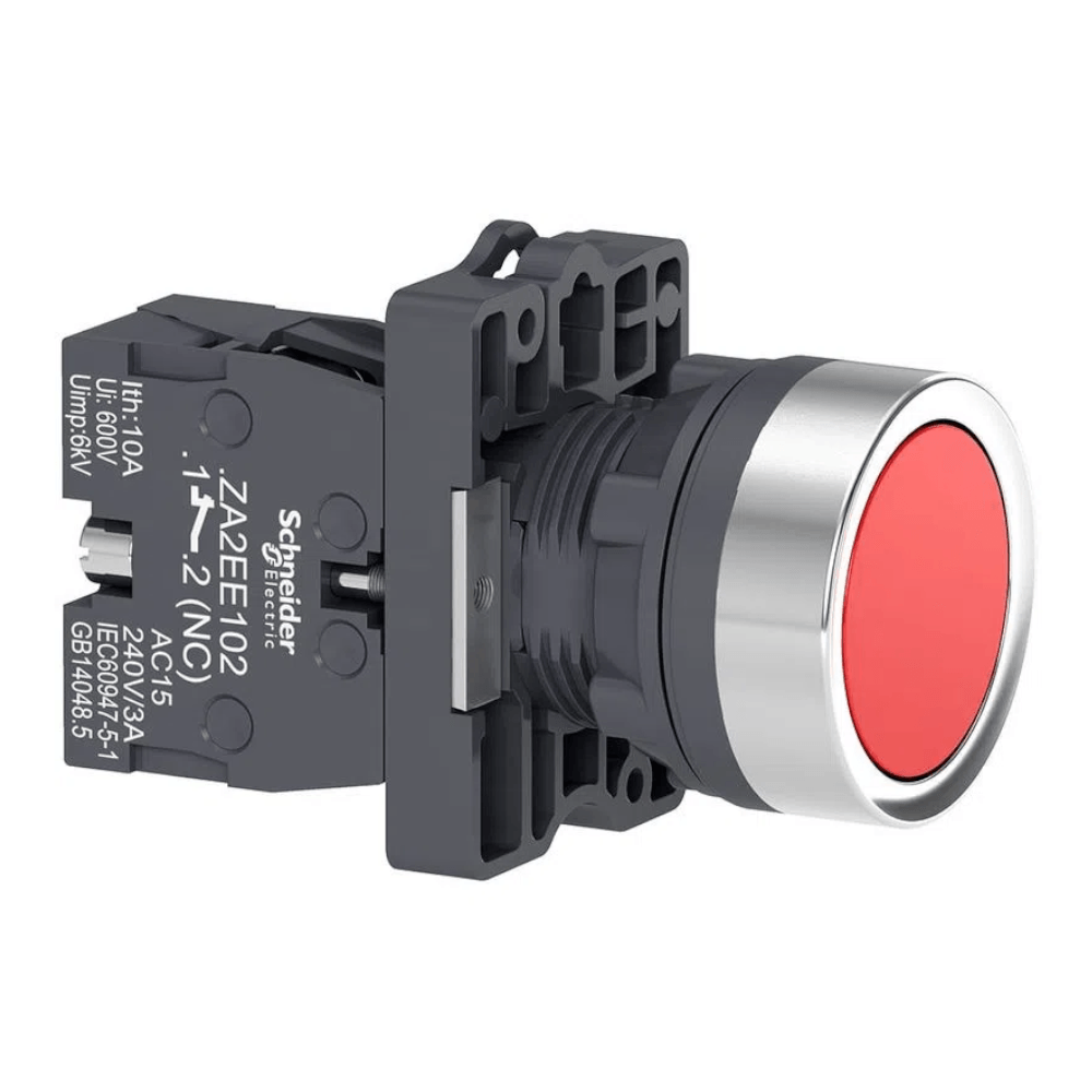 Botão Plástico Vermelho 22mm Impulso Schneider | Dimensional