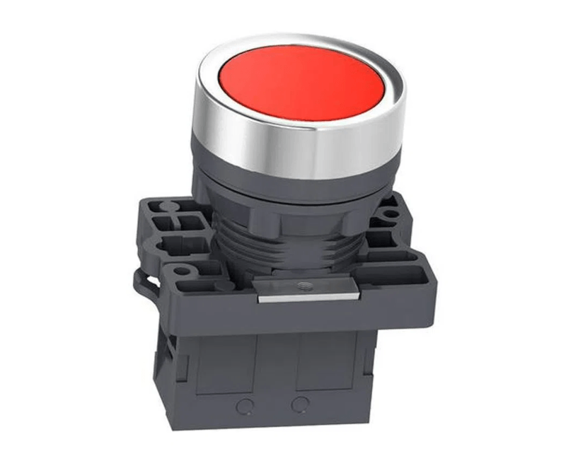 Botão Plástico Vermelho 22mm Impulso Schneider | Base do Botão na vertical