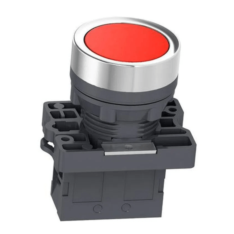 Botão Plástico Vermelho 22mm Impulso Schneider | Base do Botão na vertical