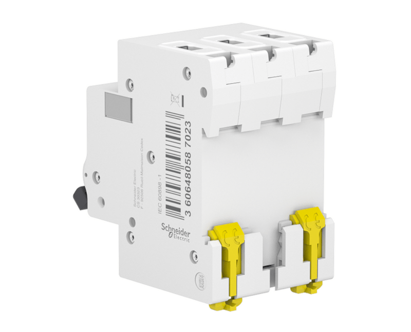 Disjuntor Mini Tripolar 32a 400VCA C 3KA Schneider | Imagem apliada de trás