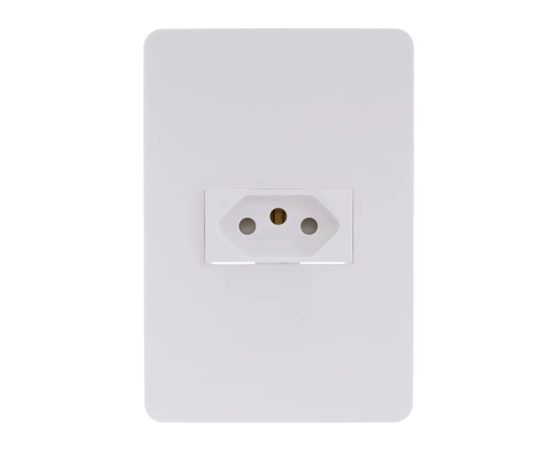 Módulo Tomada Branco 2p+T 20a 250v 1m Branco - Frontal Peça Montada