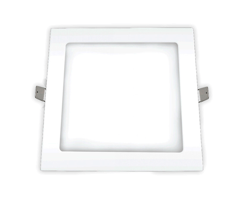 Luminária LED Comercial Plafon Quadrado Embutir Branco Bivolt 6400K 24W 03205 Ourolux | Imagem ilustrativa, peça ampliada da frente.