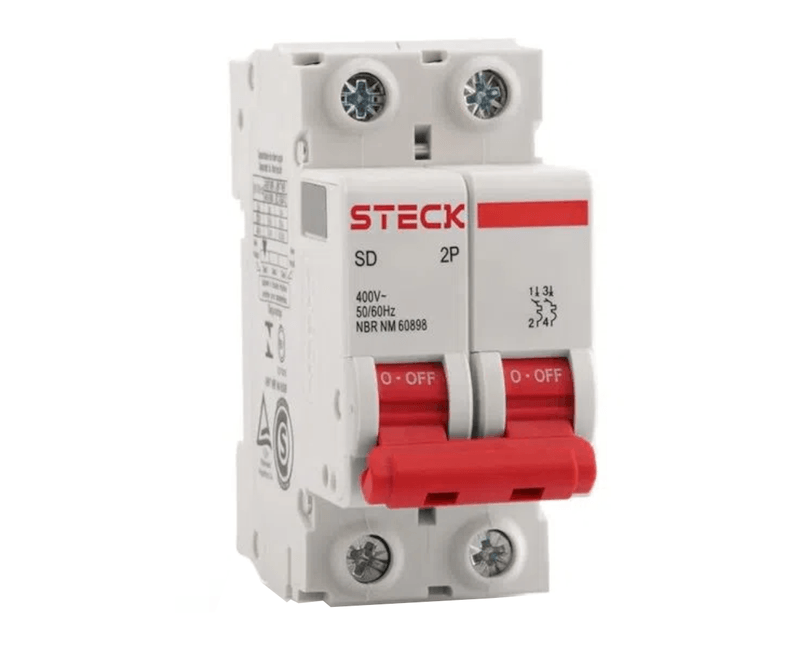 Disjuntor Bipolar 20A Mini 3KA 230/400VCA C SDD62C20 Steck - Imagem ilustrativa -  lateral