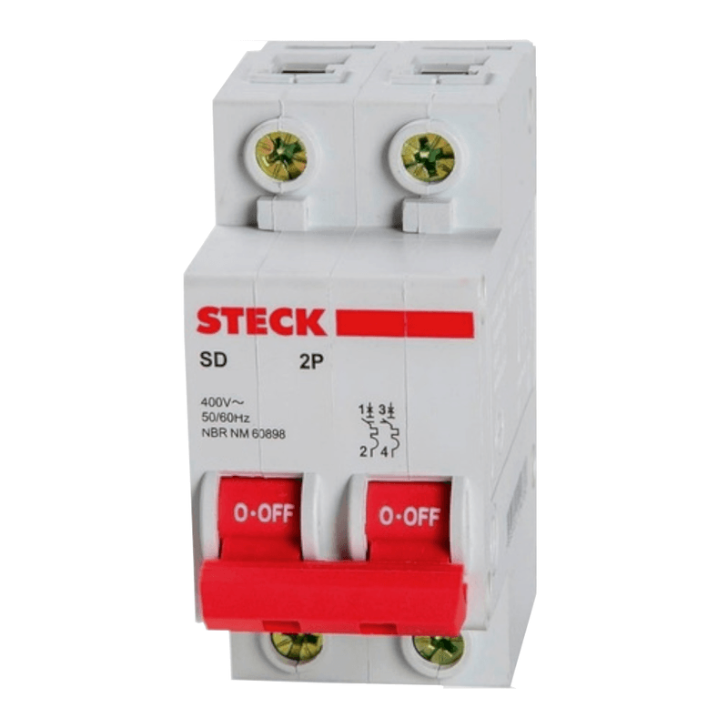 Disjuntor Bipolar 20A Mini 3KA 230/400VCA C SDD62C20 Steck - Imagem ilustrativa - expandida