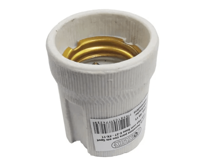 Soquete Encaixe Lâmpada Simples Porcelana E27 40.01 | Produto em posição vertical, região interna