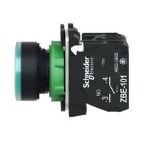 Botão Iluminado Redondo Verde 22mm 250V Ba9S 1NA+1NF XB5AW3365 Schneider