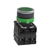 Botão Iluminado Redondo Verde 22mm 240V LED 1NA+1NF XB5AW33M5 Schneider