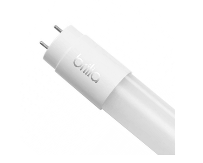 Lâmpada LED T8 Tubular G13 Luz Branca Fria Bivolt 18W BRILIA | Direita ampliada com inclinação para cima