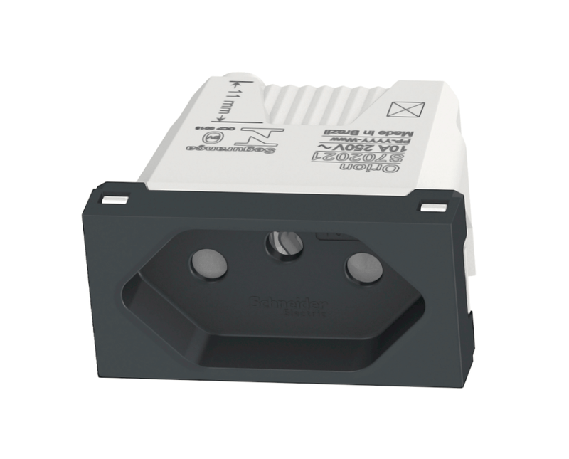 Módulo Tomada 2P+T 10A 250V Orion Schneider | Dimensional - Imagem virada para a esquerda