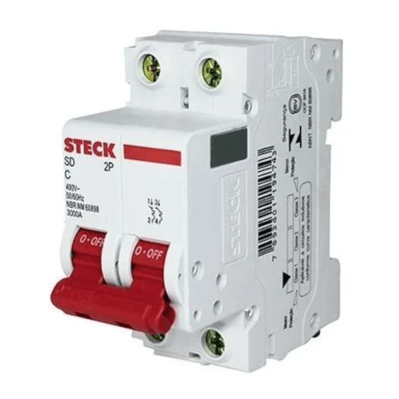 Disjuntor Bipolar 16A Mini 3KA 230/400VCA Steck | Direita