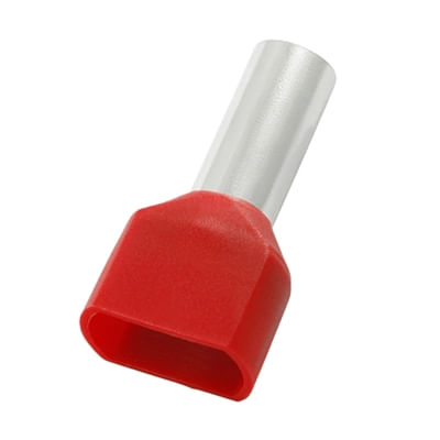 Terminal Elétrico Tubular Duplo (Ilhos) Pre-Isolado 1mm2 Vermelho