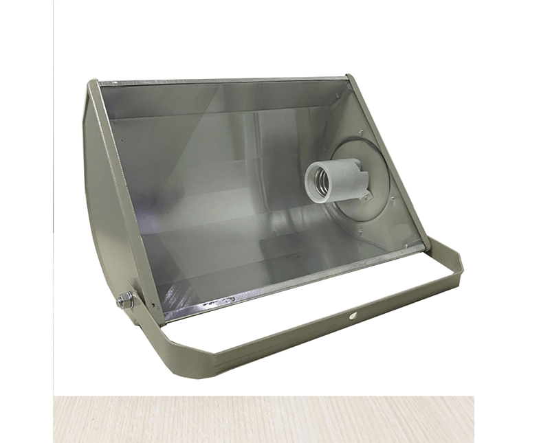 Projetor MIST Merc. Sódio Met. CZ SOB 400W E40 | Dimensional -  produto destracando a entrada da lampada e mostrando a alça de fixação
