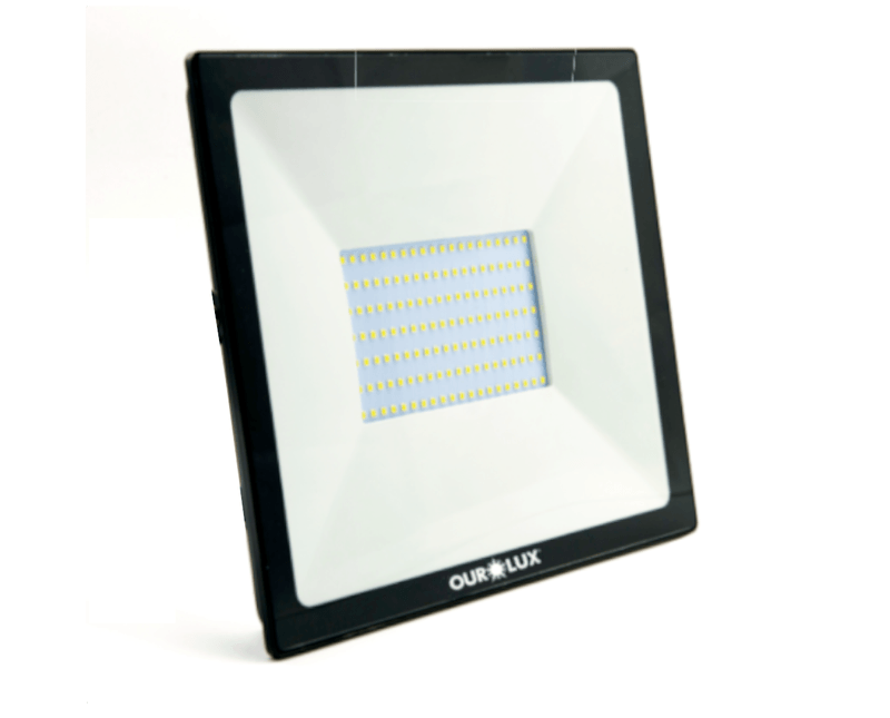Refletor de LED Preto IP65 1 Módulo 100W 110/220V 6500K SUPERLED 03267 Ourolux