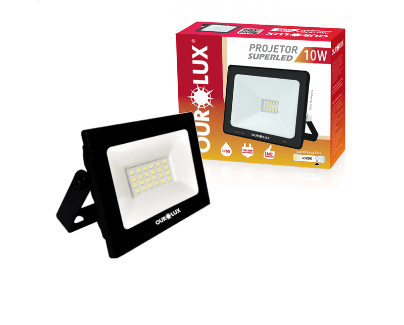 Refletor de LED Alumínio Preto 10W Bivolt6500K SUPERLED Ourolux